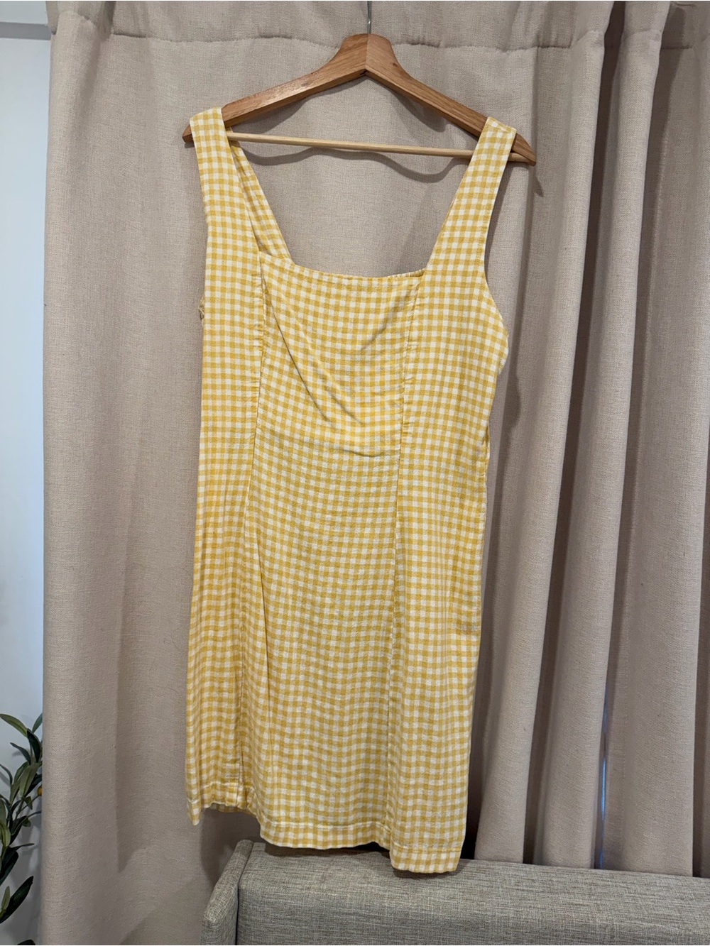 Old Navy Yellow Gingham Midi Dress